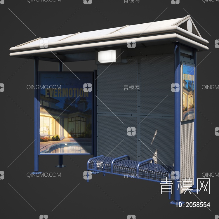 公交车站3D模型下载【ID:2058554】