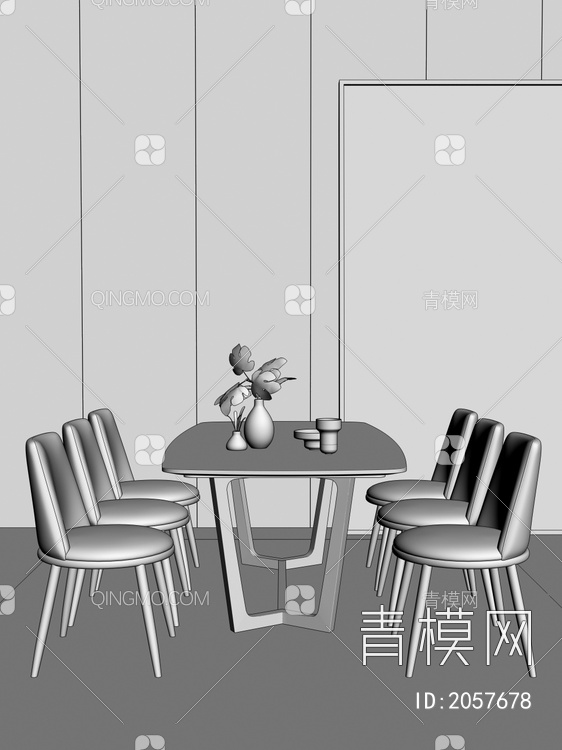 餐桌椅组合3D模型下载【ID:2057678】