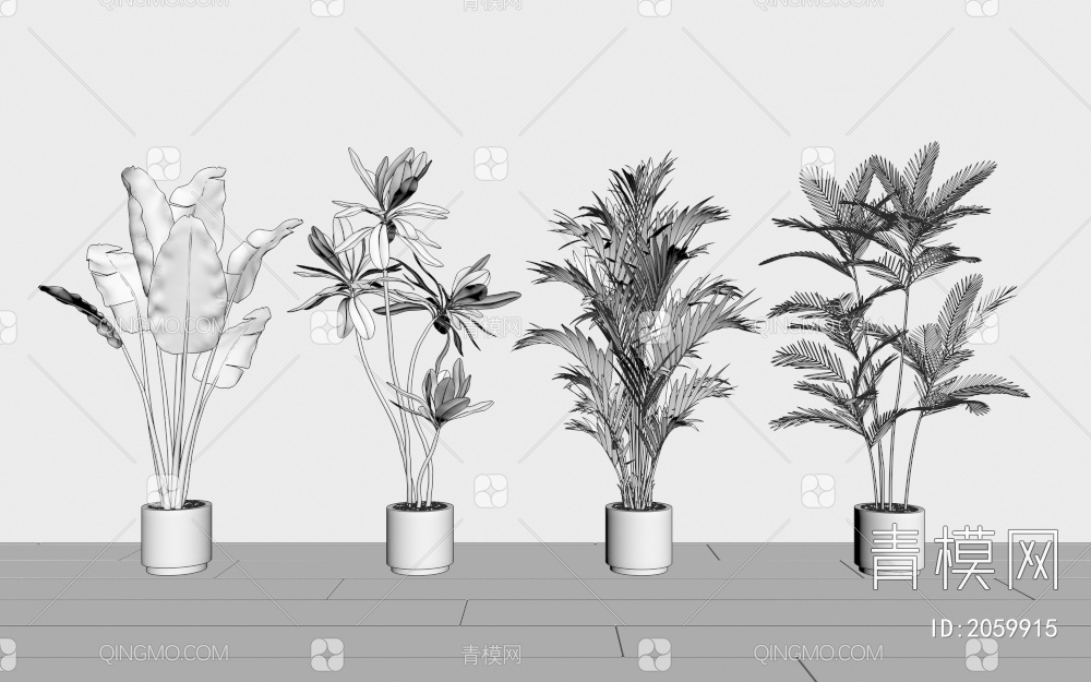 绿植盆栽3D模型下载【ID:2059915】