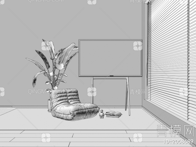 三星支架 电视画境电视支架 懒人沙发 植物 盆栽3D模型下载【ID:2058689】