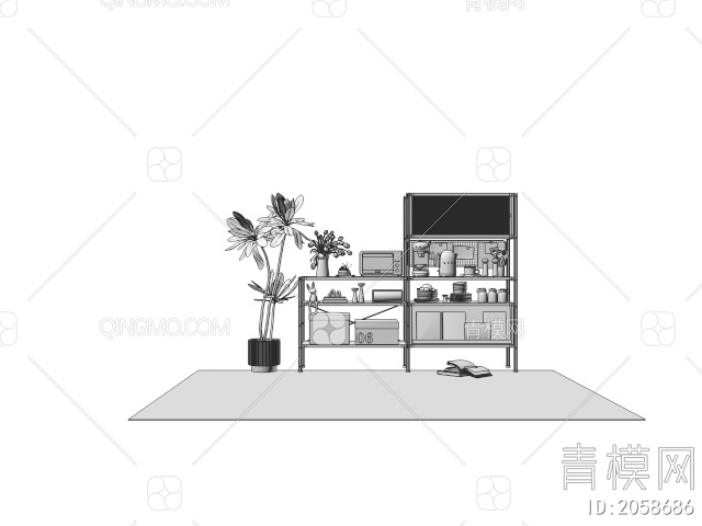 poliform餐边柜 边柜 装饰柜 咖啡机3D模型下载【ID:2058686】