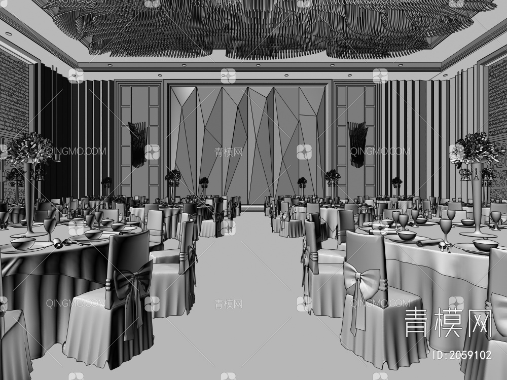 酒店宴会厅3D模型下载【ID:2059102】