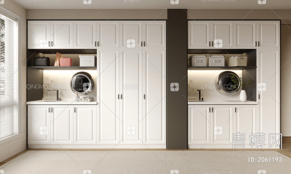 阳台洗衣机柜 一体化洗衣机烘干机3D模型下载【ID:2061193】
