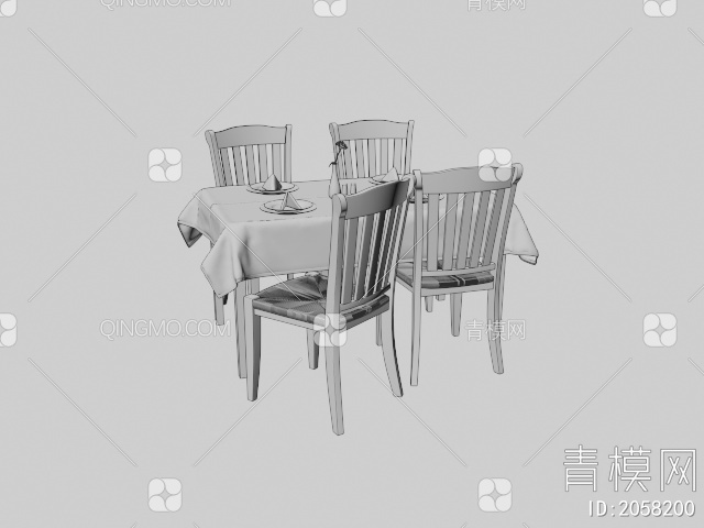 餐桌椅3D模型下载【ID:2058200】