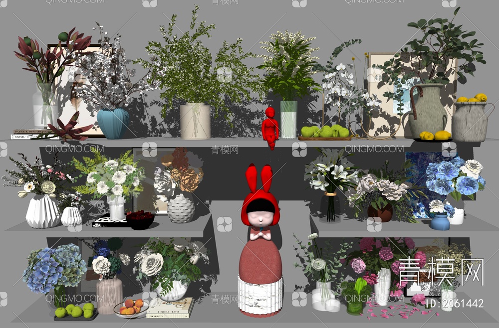花瓶花卉摆件组合SU模型下载【ID:2061442】