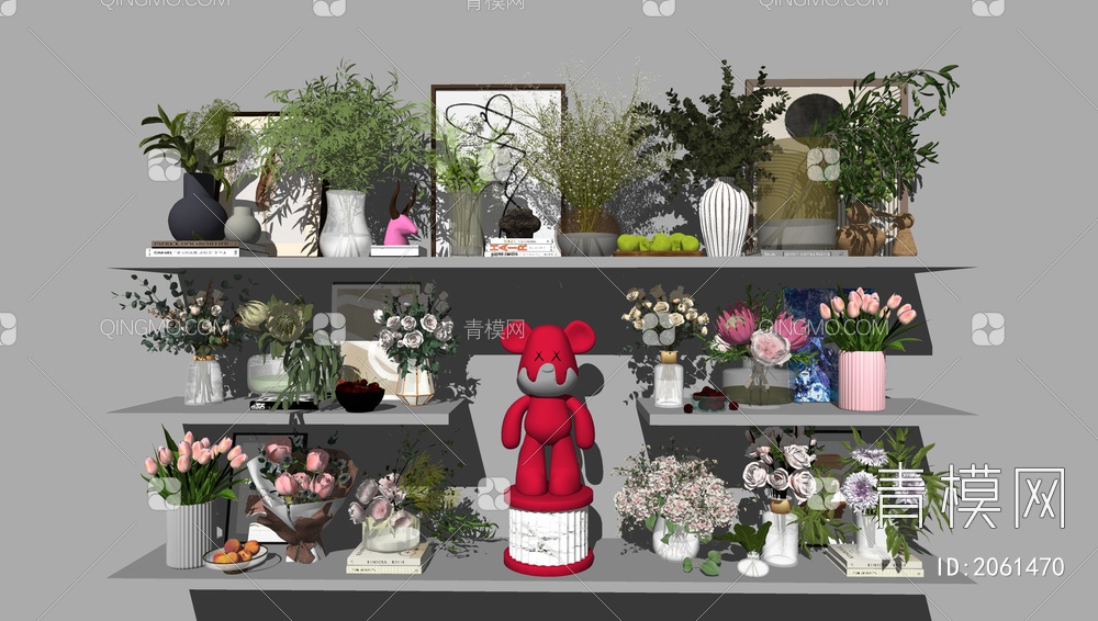 花瓶花卉摆件组合SU模型下载【ID:2061470】