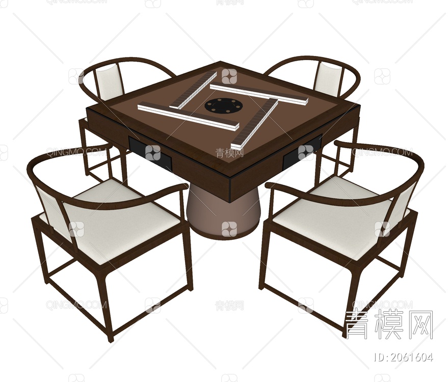 麻将桌椅组合SU模型下载【ID:2061604】