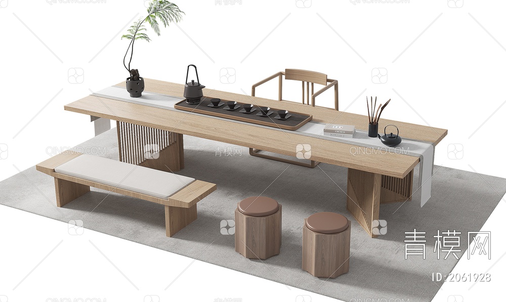 茶桌椅3D模型下载【ID:2061928】