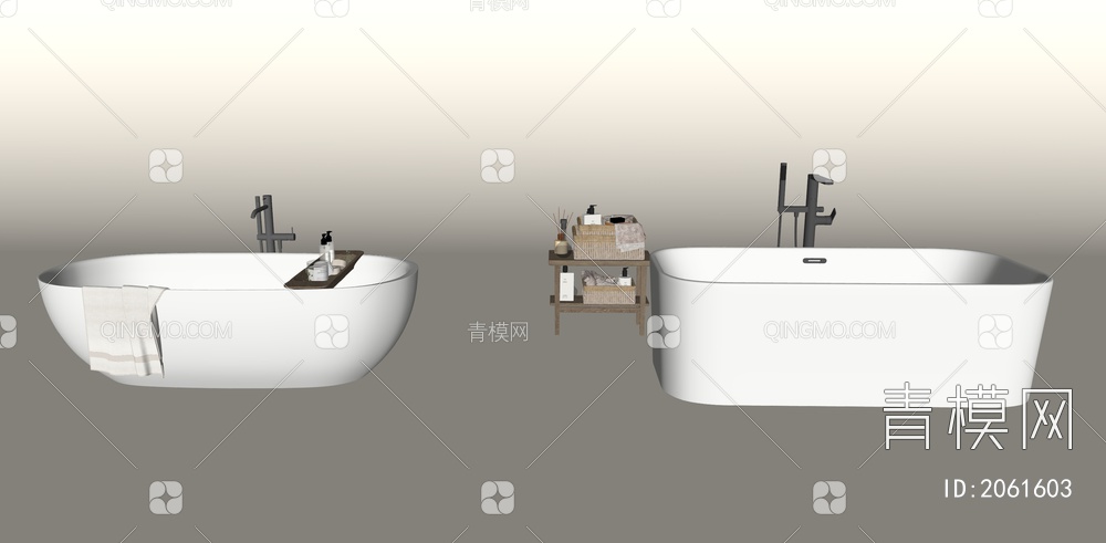 浴缸浴盆组合SU模型下载【ID:2061603】