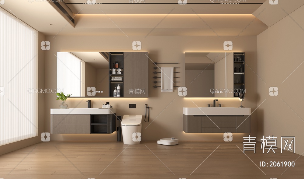 浴室柜 马桶 卫浴柜 镜柜  洗面台  扫地机器人 卫浴3D模型下载【ID:2061900】