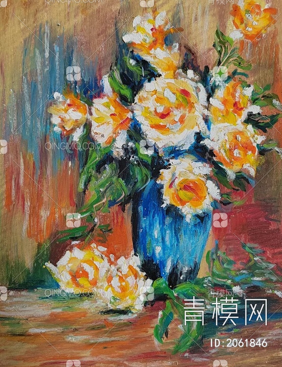 现代风手绘花卉油画贴图下载【ID:2061846】