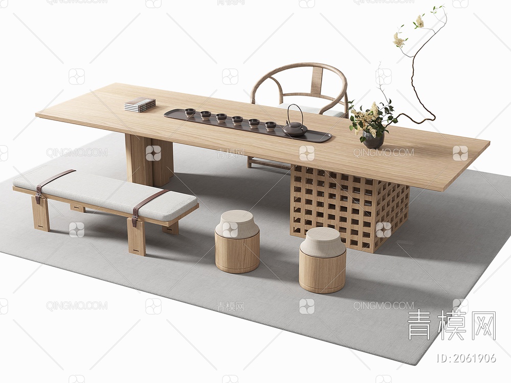 茶桌椅3D模型下载【ID:2061906】