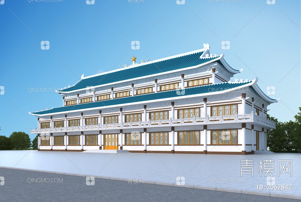 三层朝鲜办公楼3D模型下载【ID:2062842】