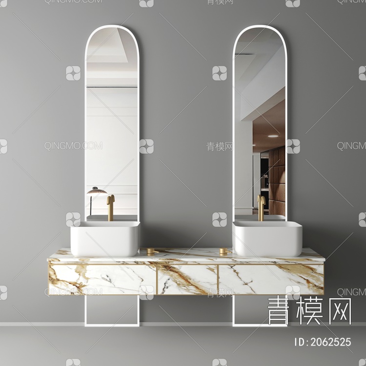 卫浴柜 浴室柜 洗手台3D模型下载【ID:2062525】