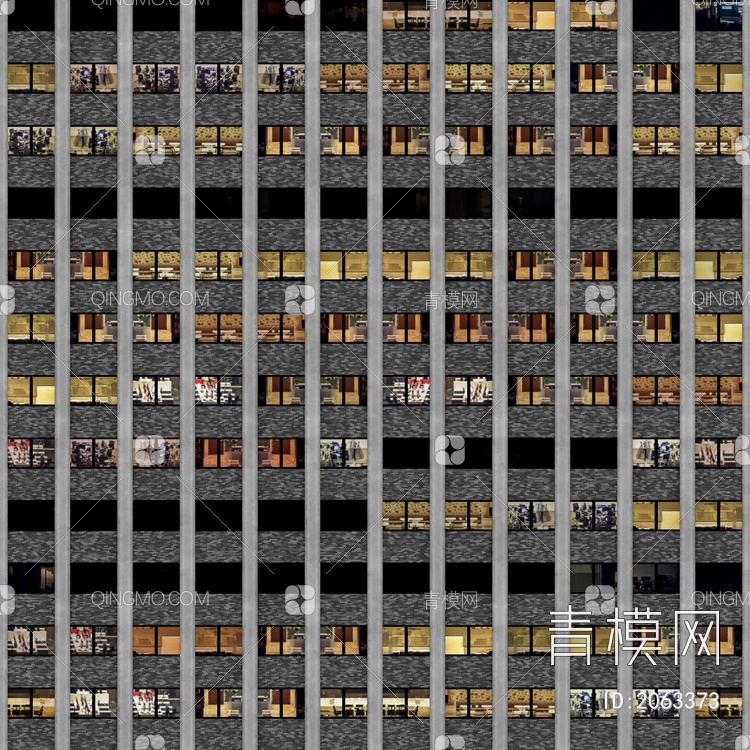 正面, 夜晚, 摩天大楼, 墙壁, 窗户贴图下载【ID:2063373】