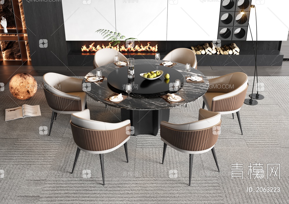 餐桌椅组合3D模型下载【ID:2063223】