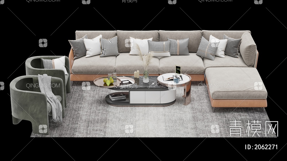 家具 沙发茶几组合 单人沙发 双人沙发 多人沙发3D模型下载【ID:2062271】
