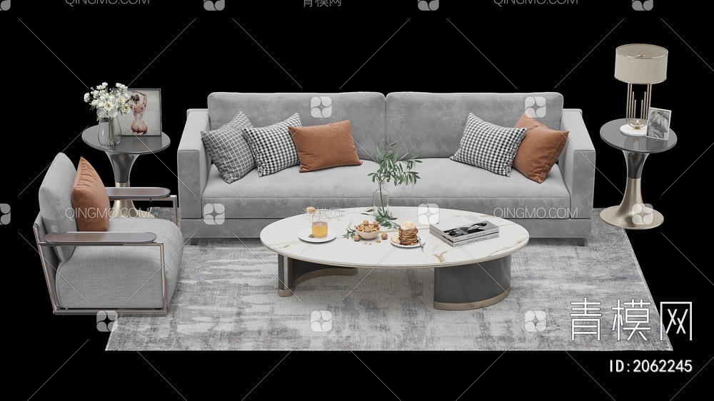 家具 沙发茶几组合 单人沙发 双人沙发 多人沙发3D模型下载【ID:2062245】