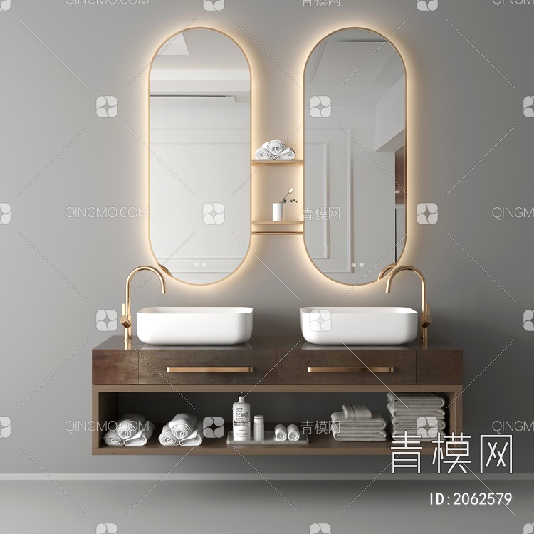 卫浴柜 浴室柜 洗手台3D模型下载【ID:2062579】