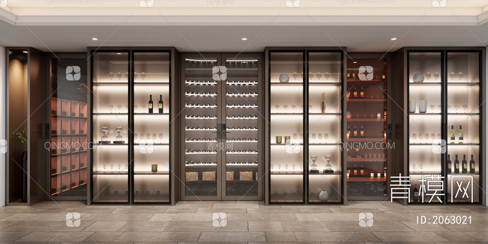 不锈钢红酒酒架 铁艺金属商场超市红酒展示销售酒架3D模型下载【ID:2063021】