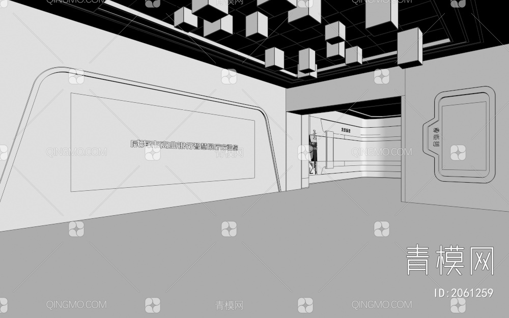 科技企业展厅 滑轨屏 展示台 荣誉墙 LED拼接大屏3D模型下载【ID:2061259】