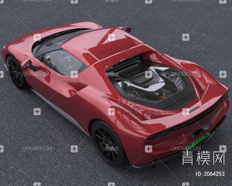法拉利296GTB超级豪华跑车汽车带内饰3D模型下载【ID:2064253】
