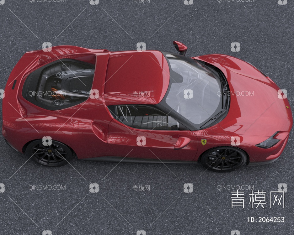 法拉利296GTB超级豪华跑车汽车带内饰3D模型下载【ID:2064253】