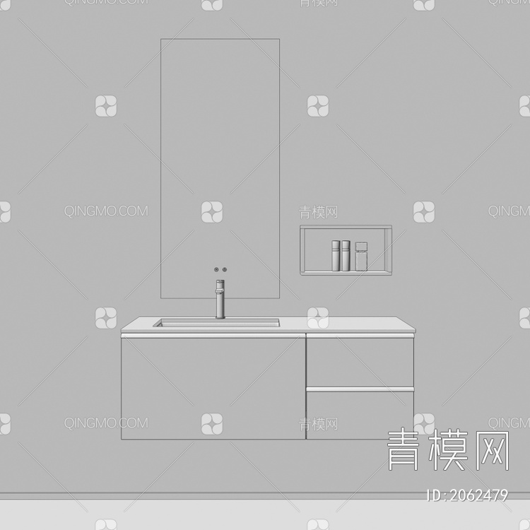 卫浴柜 浴室柜 洗手台3D模型下载【ID:2062479】