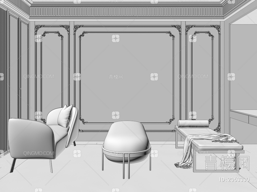 长凳椅 长凳3D模型下载【ID:2063330】