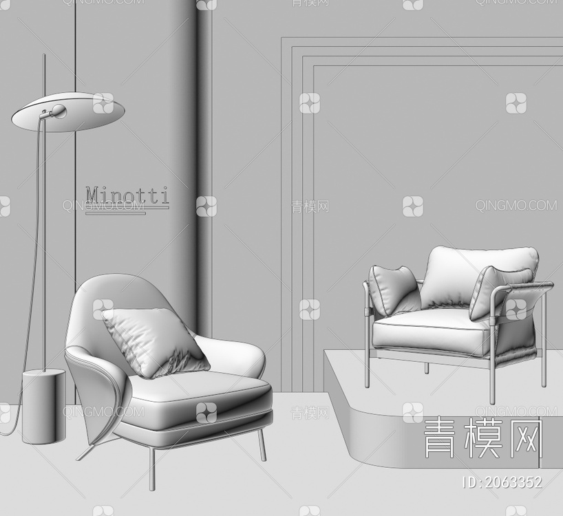 单椅3D模型下载【ID:2063352】