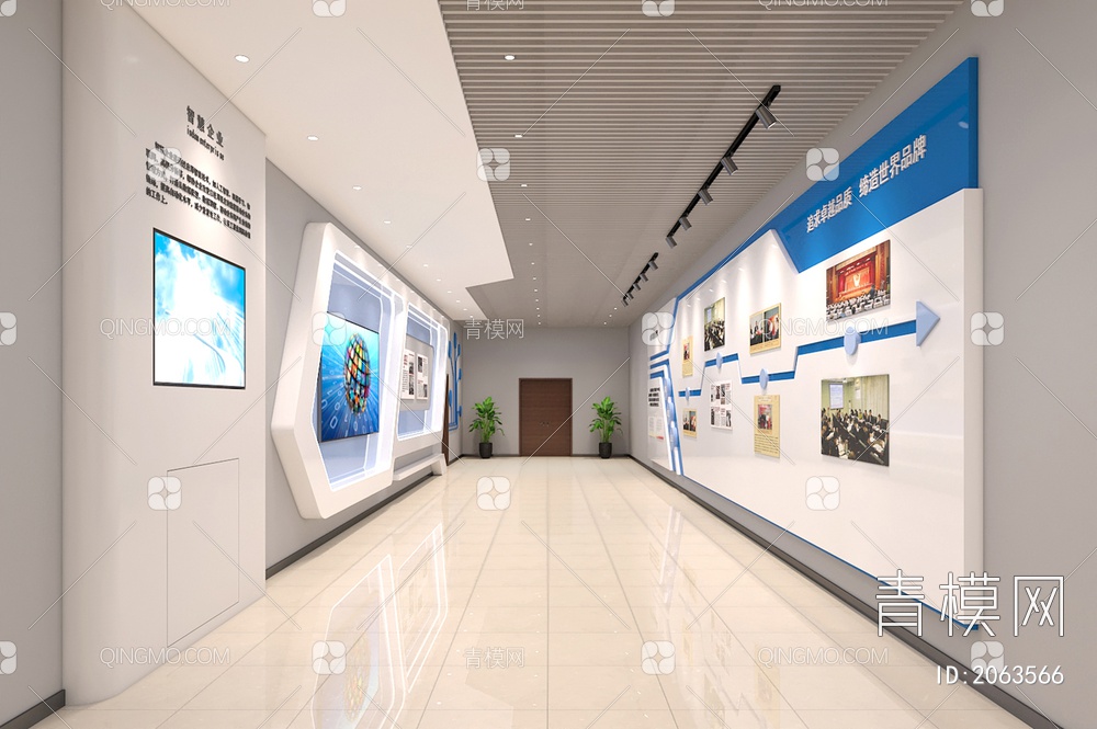 公司办公室公共服务商务科技LED显示屏企业形象展厅3D模型下载【ID:2063566】