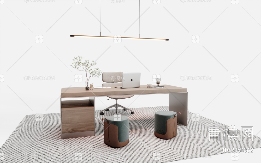 书桌椅组合3D模型下载【ID:2064362】