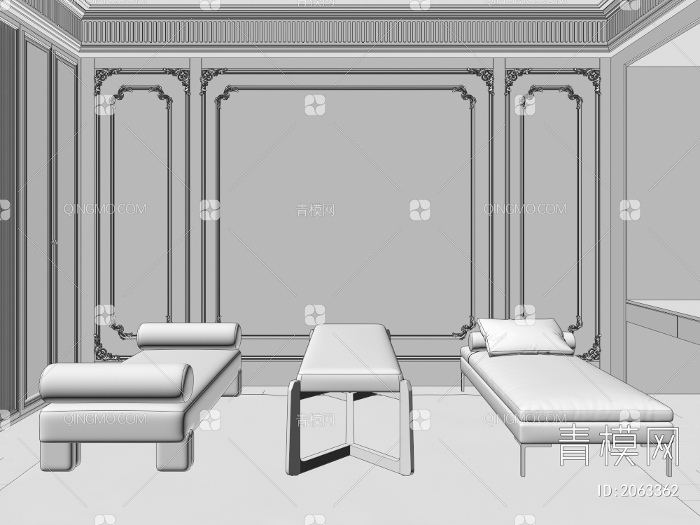 长凳椅 长凳3D模型下载【ID:2063362】