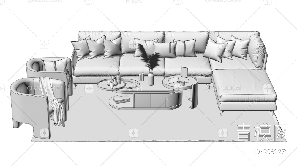 家具 沙发茶几组合 单人沙发 双人沙发 多人沙发3D模型下载【ID:2062271】
