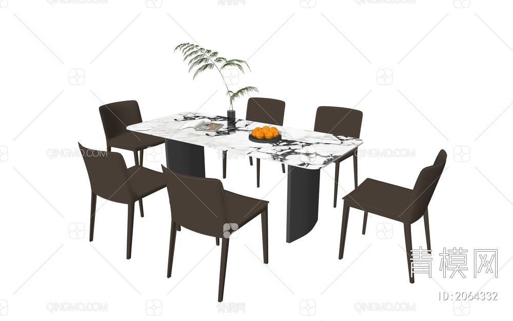 餐桌椅组合SU模型下载【ID:2064332】