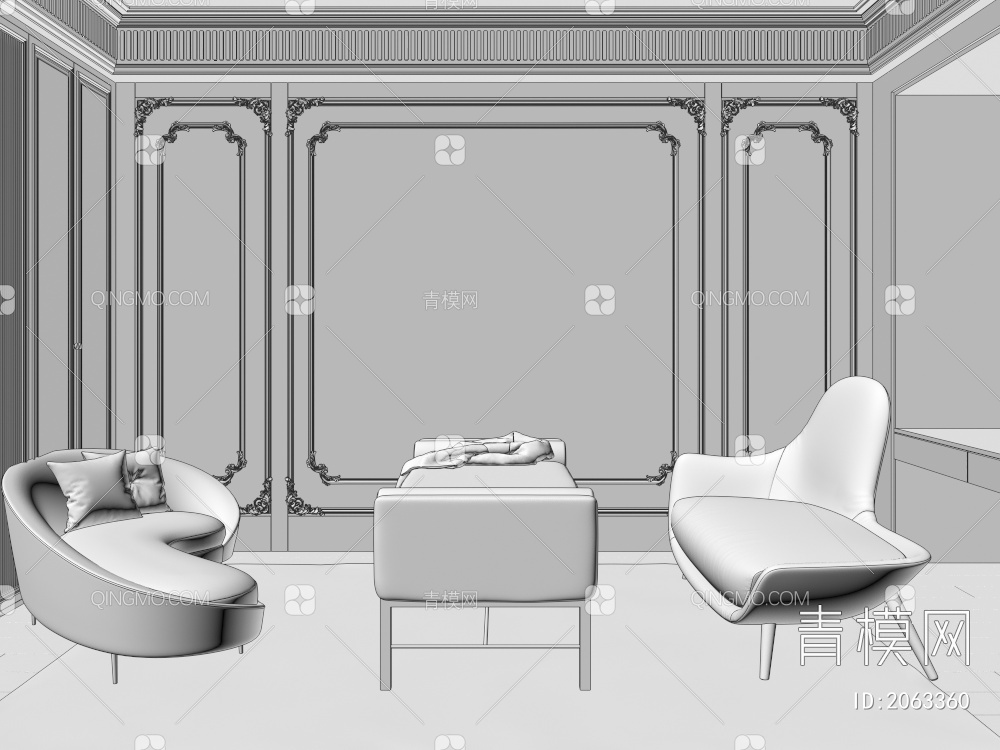 长凳椅 长凳3D模型下载【ID:2063360】