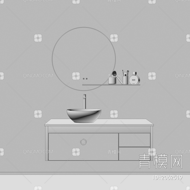卫浴柜 浴室柜 洗手台3D模型下载【ID:2062519】