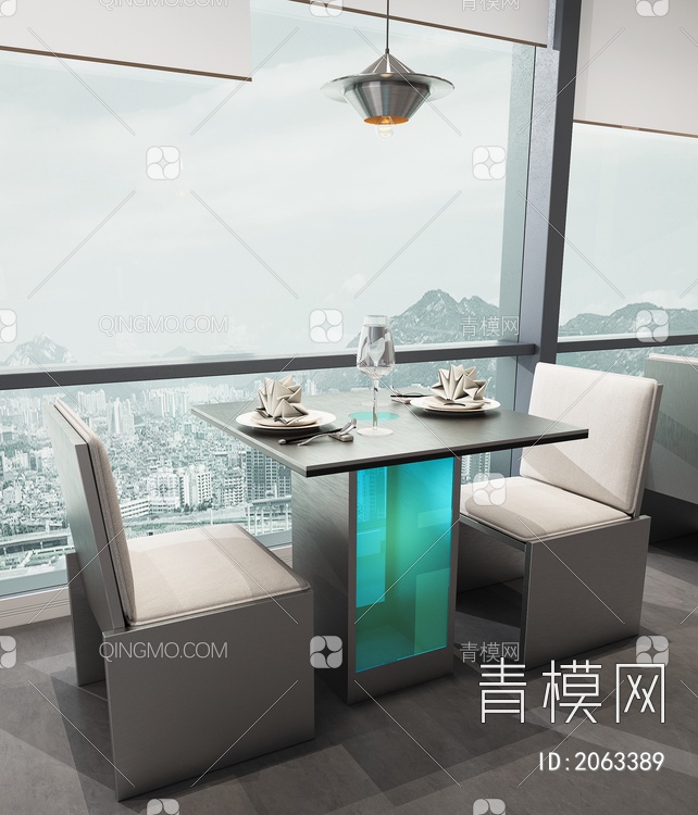 不锈钢 亚克力餐桌椅3D模型下载【ID:2063389】