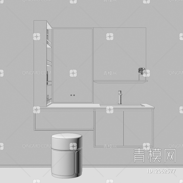 卫浴柜 浴室柜 洗手台3D模型下载【ID:2062577】