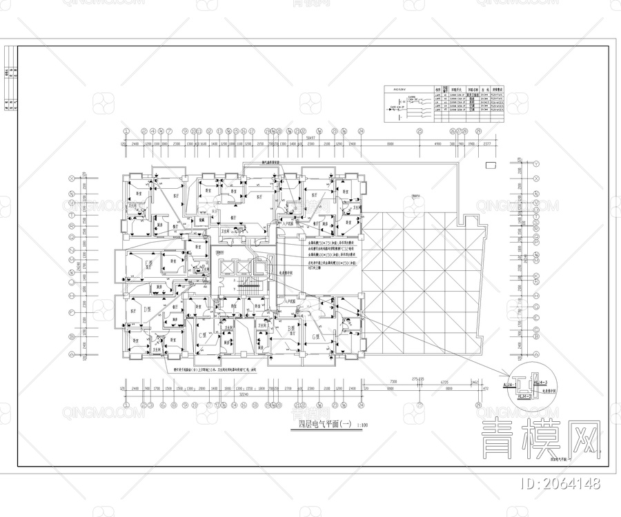 十五层商住楼电气设计图 施工图【ID:2064148】