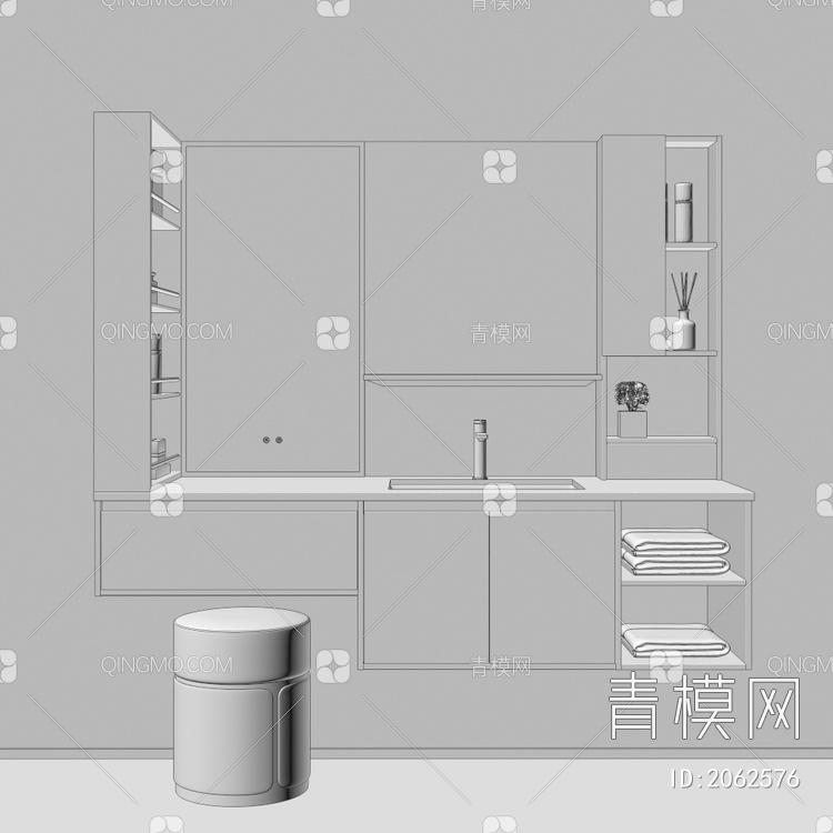 卫浴柜 浴室柜 洗手台3D模型下载【ID:2062576】