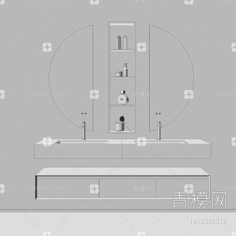 卫浴柜 浴室柜 洗手台3D模型下载【ID:2062512】