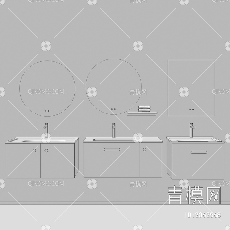 卫浴柜 浴室柜 洗手台3D模型下载【ID:2062568】