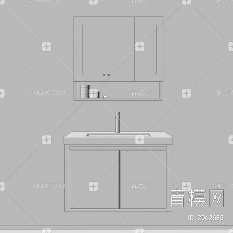 卫浴柜 浴室柜 洗手台3D模型下载【ID:2062685】