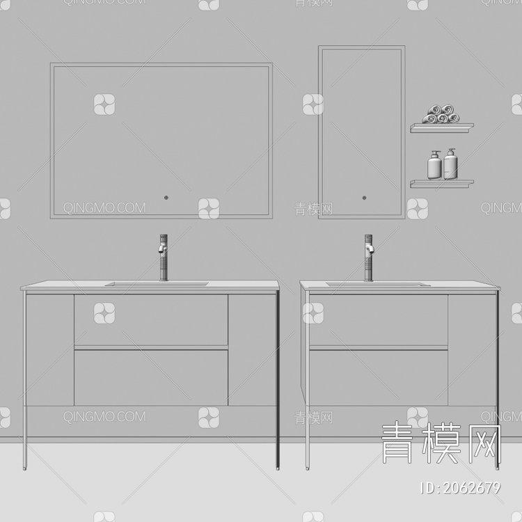 卫浴柜 浴室柜 洗手台3D模型下载【ID:2062679】