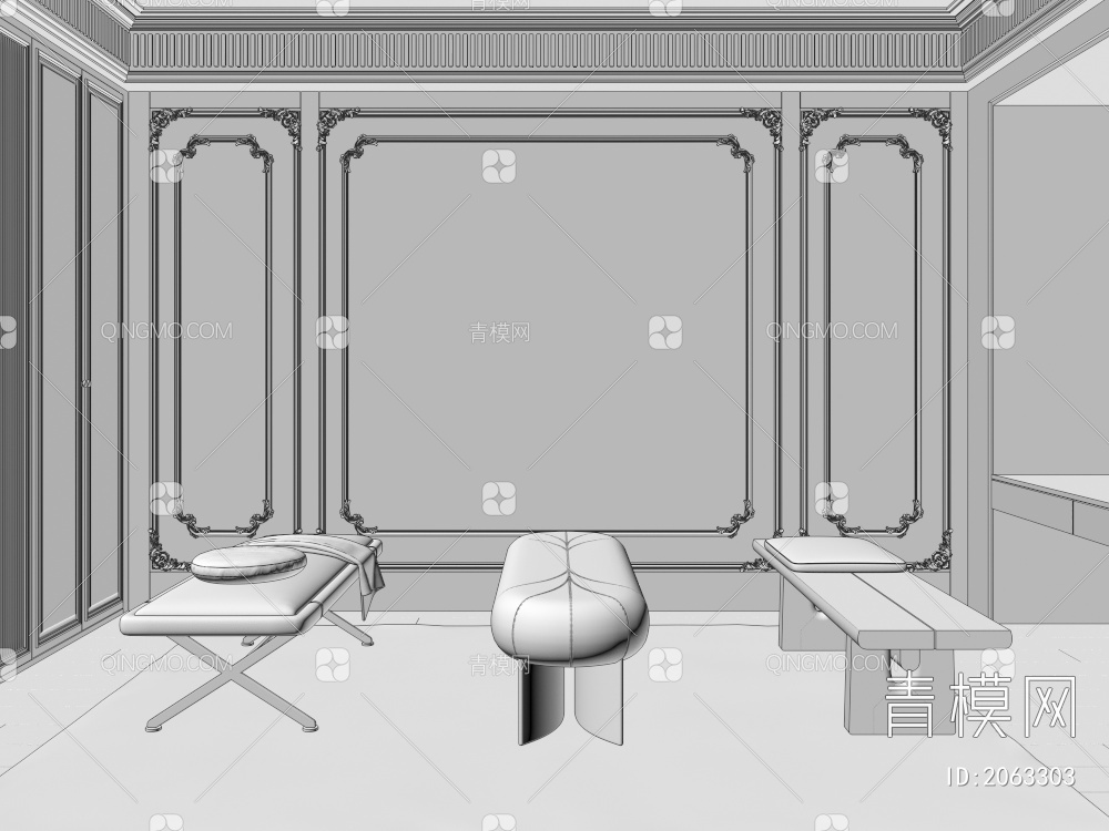 长凳椅 长凳3D模型下载【ID:2063303】
