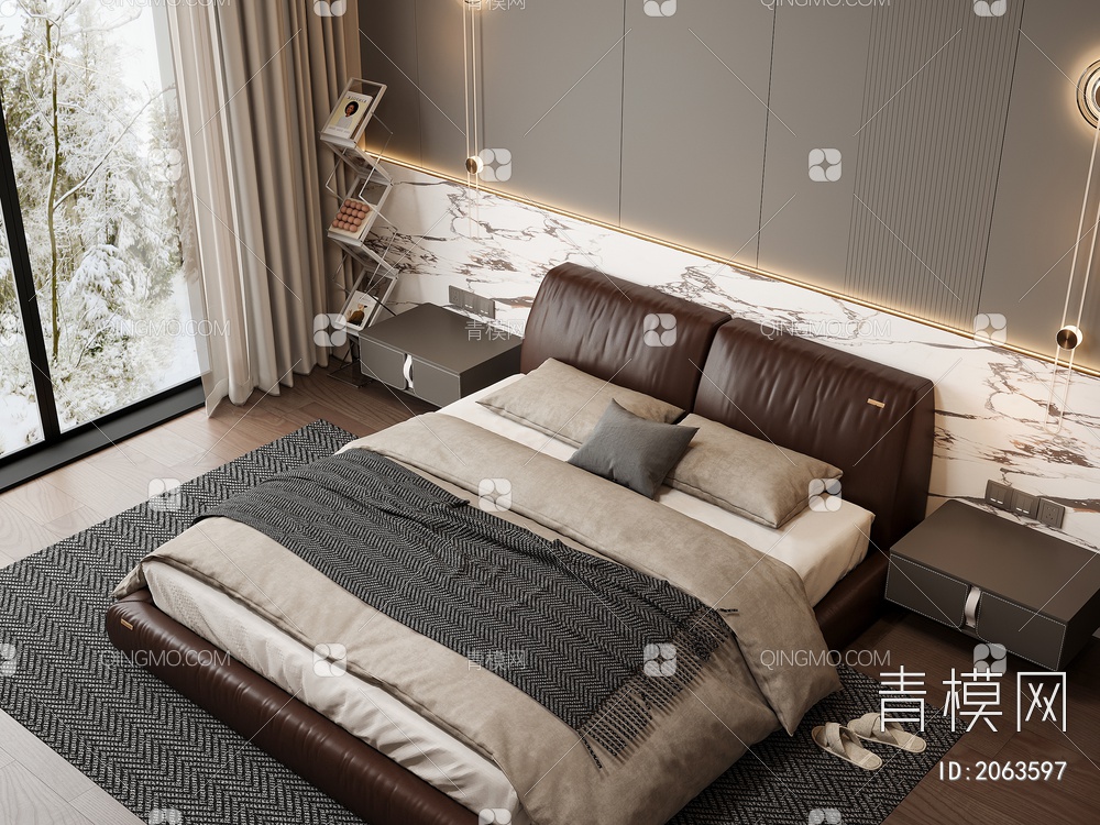家居卧室 双人床 主卧 饰品摆件3D模型下载【ID:2063597】