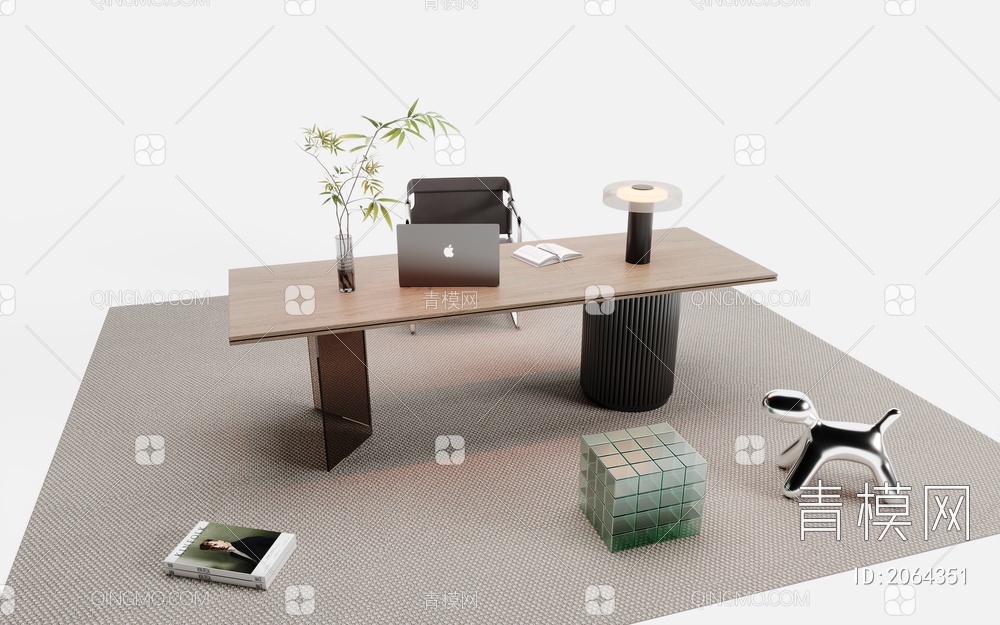 书桌椅组合3D模型下载【ID:2064351】