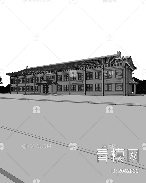 二层朝鲜建筑3D模型下载【ID:2062830】