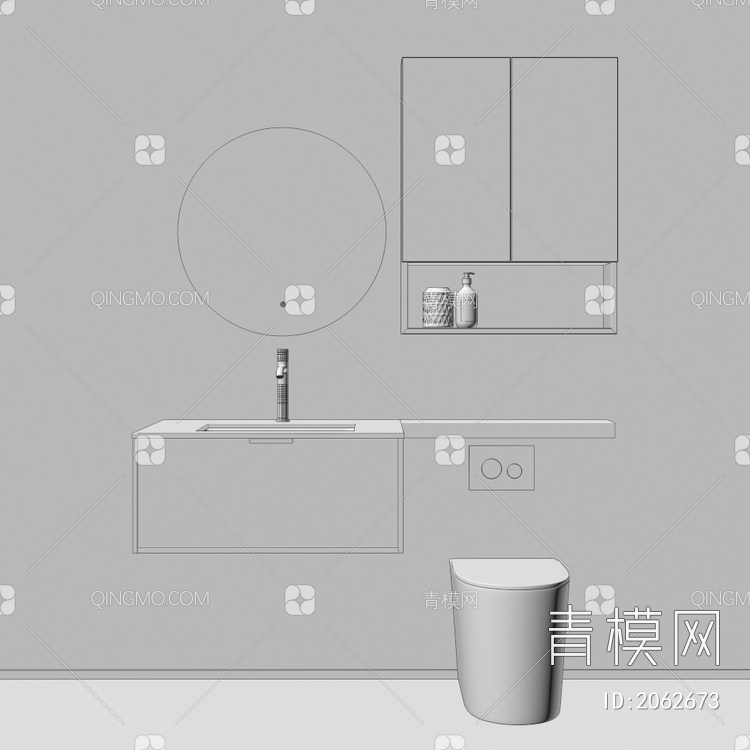 卫浴柜 浴室柜 洗手台3D模型下载【ID:2062673】
